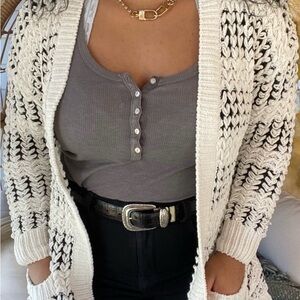 Sienna Sky Cream and Black Knit Cardigan
